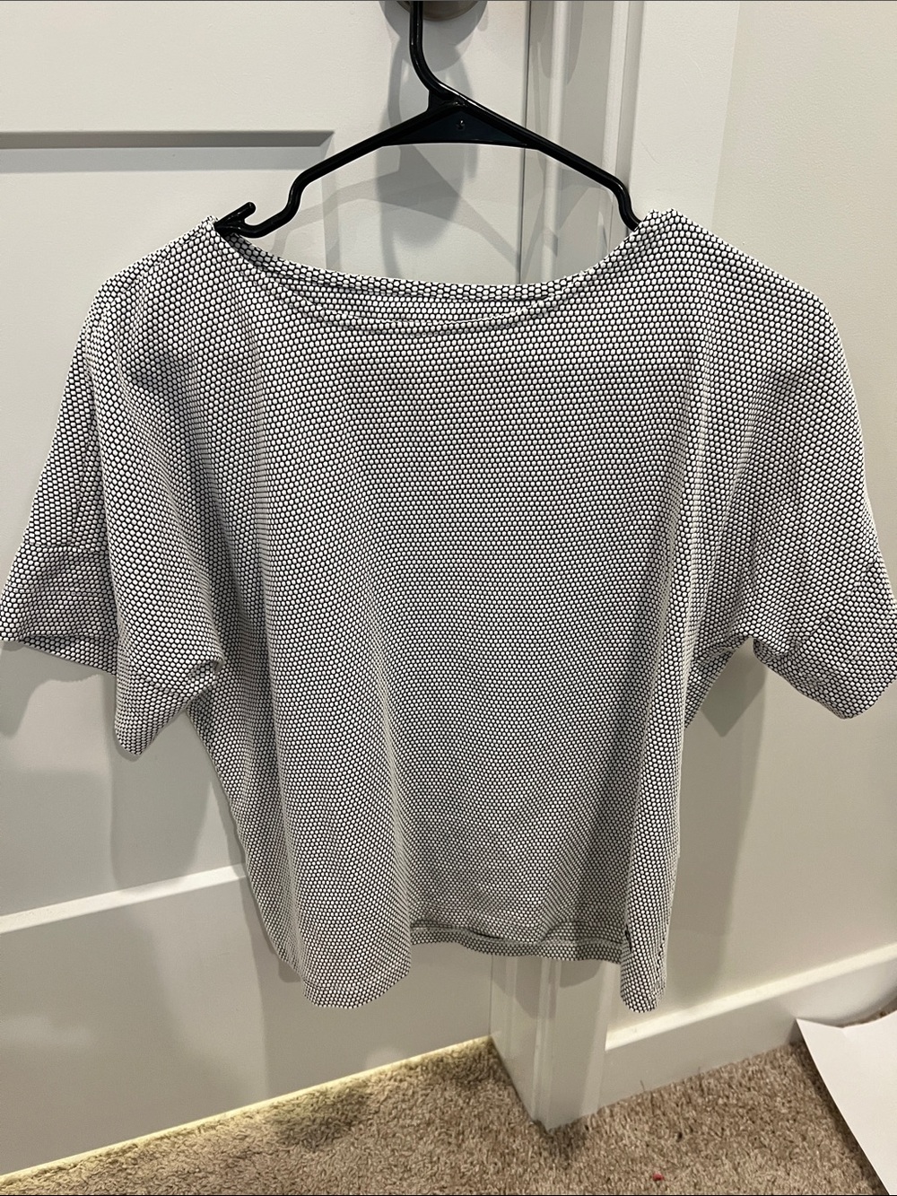 Albion White Short Sleeve Boxy Top with Black Micro Dot